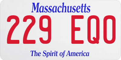 MA license plate 229EQ0