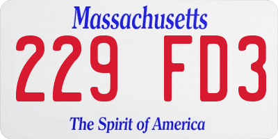 MA license plate 229FD3