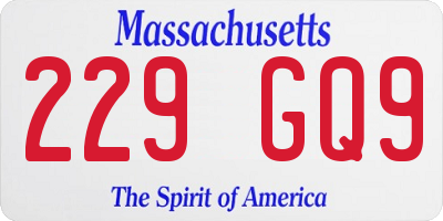 MA license plate 229GQ9