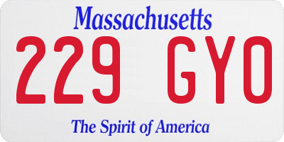 MA license plate 229GY0