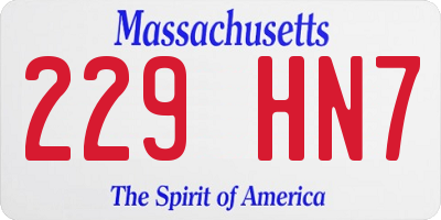 MA license plate 229HN7