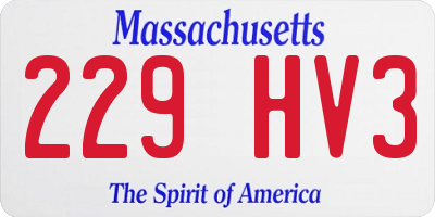 MA license plate 229HV3