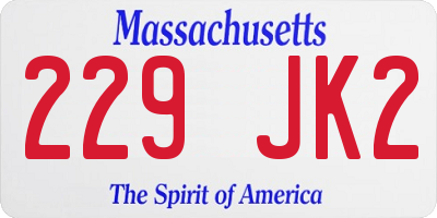 MA license plate 229JK2