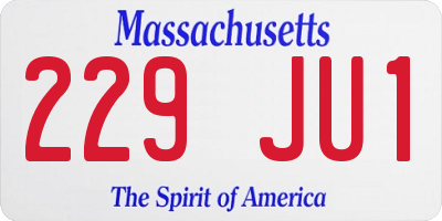 MA license plate 229JU1