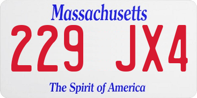 MA license plate 229JX4