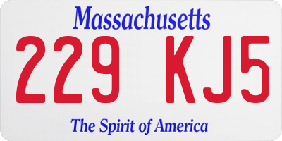 MA license plate 229KJ5