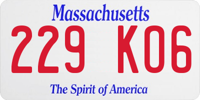 MA license plate 229KO6