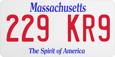 MA license plate 229KR9