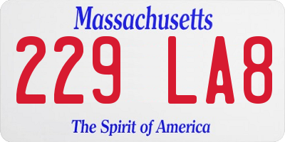MA license plate 229LA8