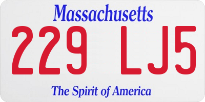 MA license plate 229LJ5