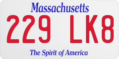 MA license plate 229LK8