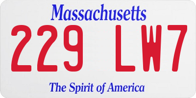 MA license plate 229LW7