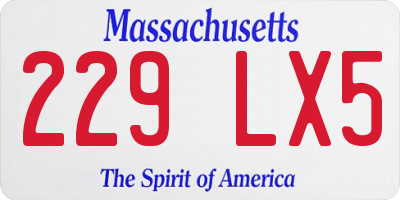MA license plate 229LX5