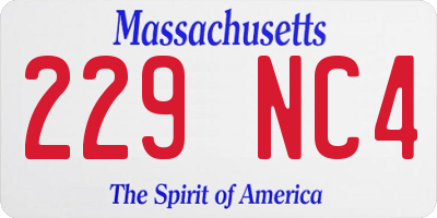 MA license plate 229NC4