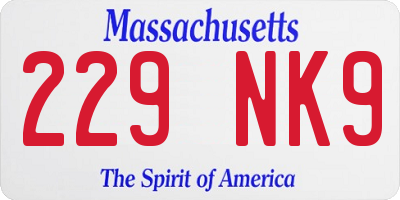 MA license plate 229NK9