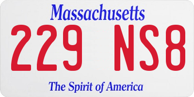 MA license plate 229NS8