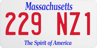 MA license plate 229NZ1