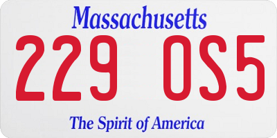 MA license plate 229OS5