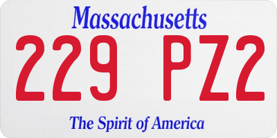 MA license plate 229PZ2
