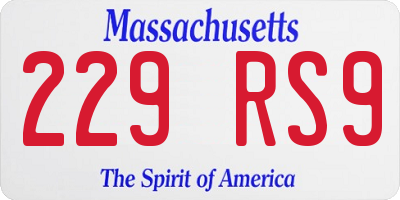 MA license plate 229RS9