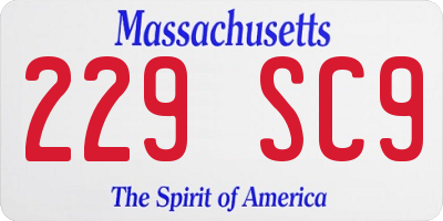 MA license plate 229SC9
