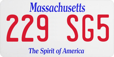 MA license plate 229SG5