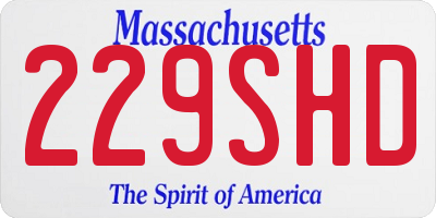 MA license plate 229SHD