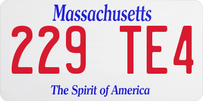 MA license plate 229TE4