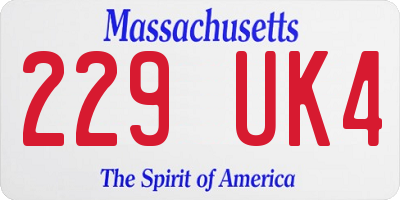 MA license plate 229UK4