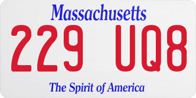 MA license plate 229UQ8