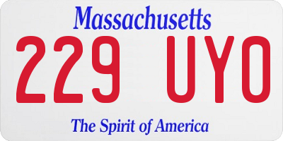MA license plate 229UY0