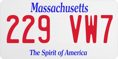 MA license plate 229VW7