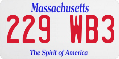 MA license plate 229WB3