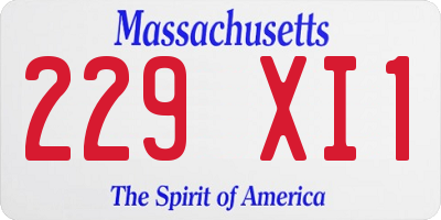 MA license plate 229XI1