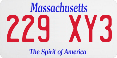 MA license plate 229XY3