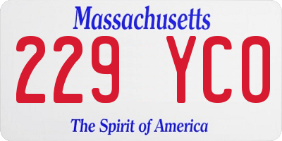 MA license plate 229YC0