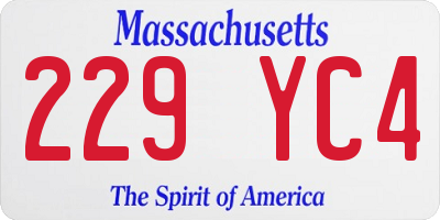 MA license plate 229YC4