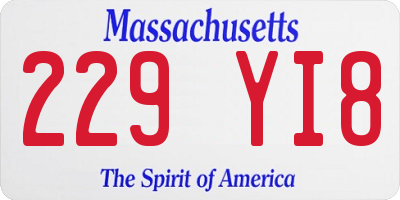 MA license plate 229YI8