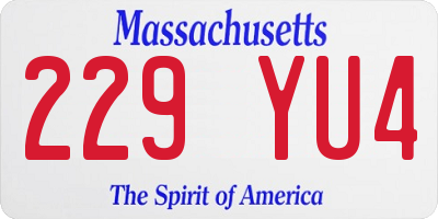 MA license plate 229YU4