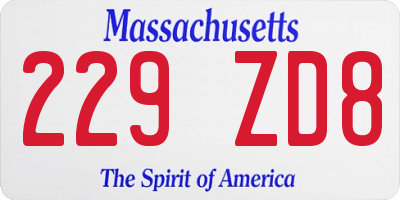 MA license plate 229ZD8