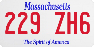 MA license plate 229ZH6