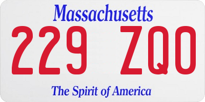 MA license plate 229ZQ0