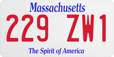 MA license plate 229ZW1
