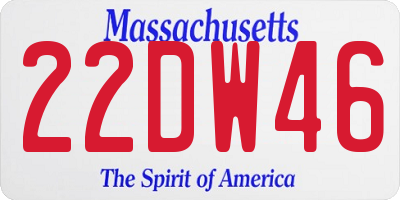 MA license plate 22DW46