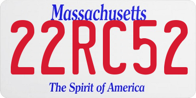 MA license plate 22RC52