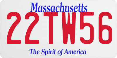 MA license plate 22TW56