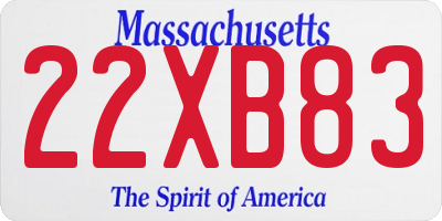 MA license plate 22XB83