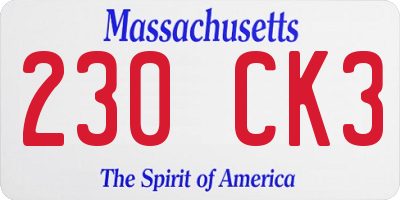 MA license plate 230CK3