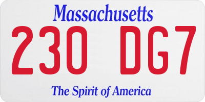 MA license plate 230DG7