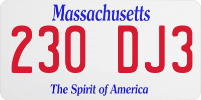 MA license plate 230DJ3
